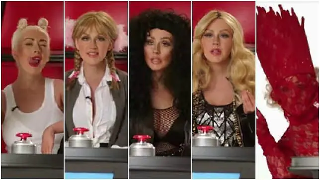 Christina Aguilera en la piel de Miley Cyrus, Britney Spears, Cher, Shakira y Lady Gaga