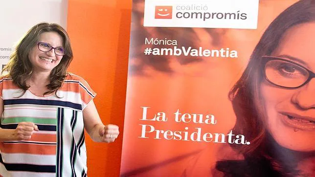 Imagen del Mònica Oltra tomada este lunes en la sede de Compromís en Valencia