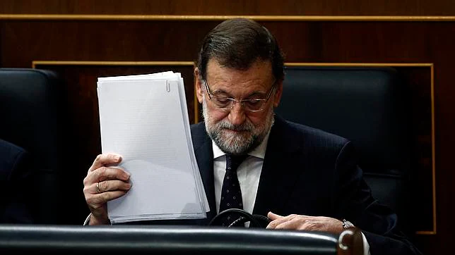 El presidente del Gobierno, Mariano Rajoy, en el Pleno del Congreso este miércoles