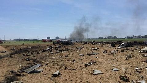 Imagen de los restos del Airbus A400M siniestrado en Sevilla