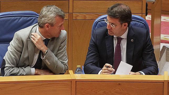 Rueda y Feijóo, este martes durante la sesión parlamentaria