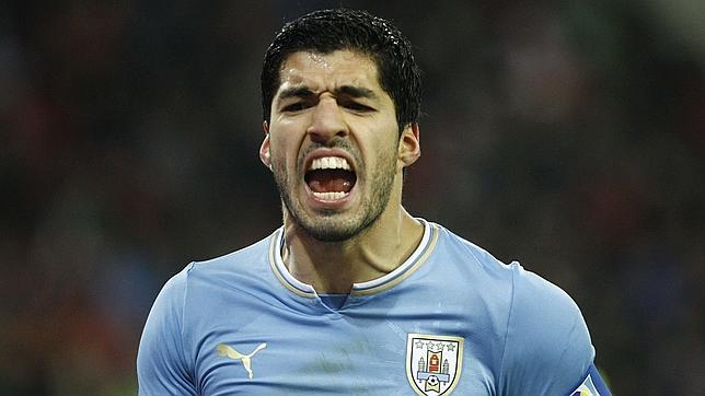 Luis Suárez, durante un encuentro con la selección de Uruguay