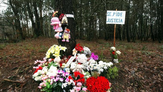Flores en el lugar donde apareció el cuerpo de la niña