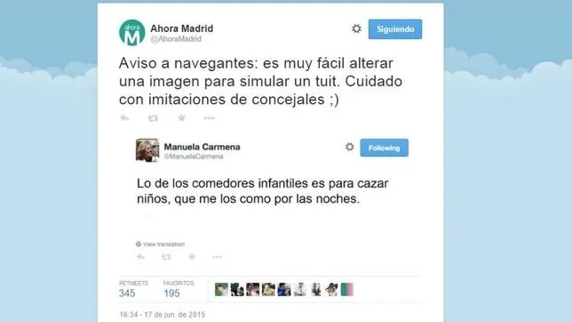 Desde Ahora Madrid alertan a los usuarios de Twitter que no se dejen engañar