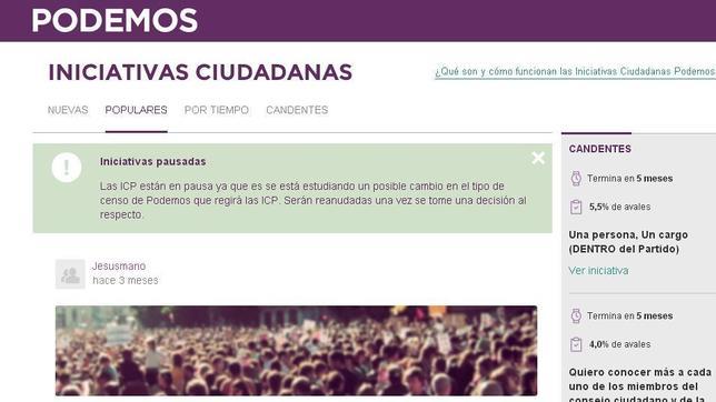 Podemos paraliza las propuestas de sus bases mientras estudia un cambio en el censo