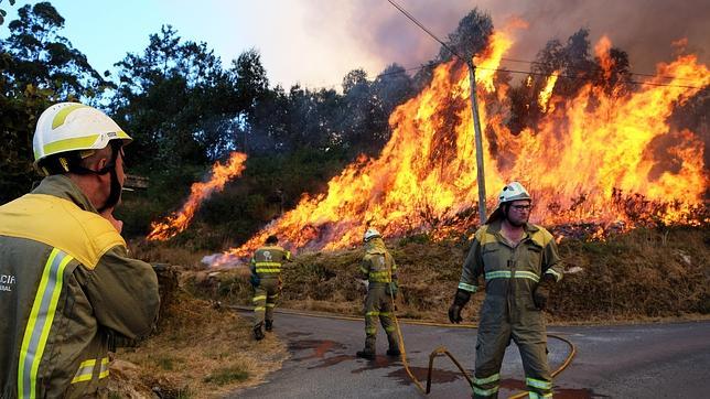 Tres incendios calcinan 150 hectáreas en las provincias de Orense, La Coruña y Lugo