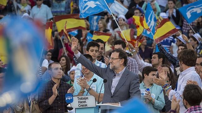 Mariano Rajoy, durante un mitin electoral previo a los comicios del 24-M