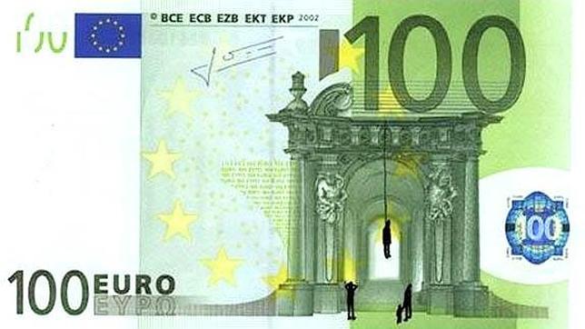 Stefanos, el artista que dibuja la crisis griega en los billetes de euro