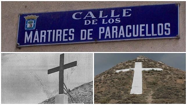 Placa de la calle de los Mártires de Paracuellos e imágenes antiguas y actualizadas