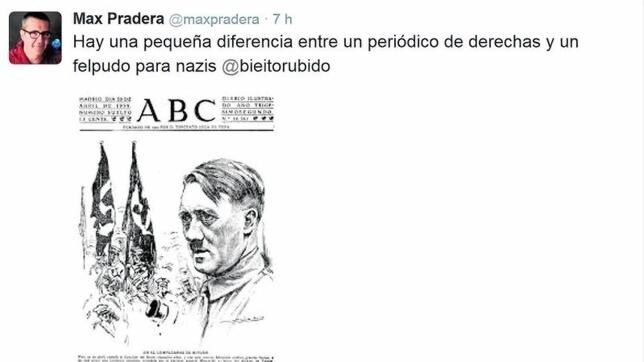 Captura del perfil de Twitter de Máximo Pradera con el tuit donde carga contra ABC