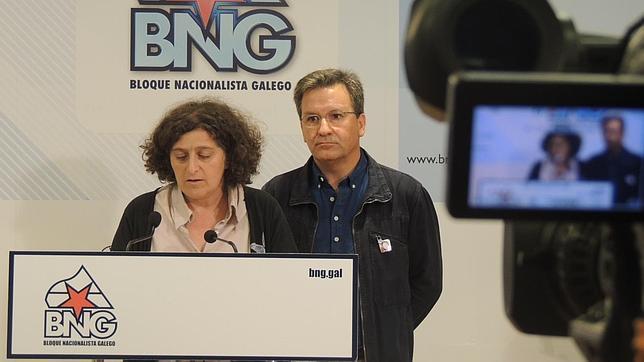 Goretti Sanmartín y Xavier Vence, del BNG, durante la rueda de prensa