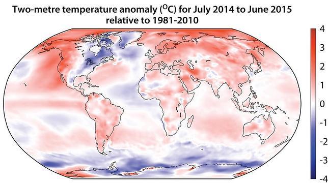 La anomalía de la temperatura global alcanza valores máximos desde 2009