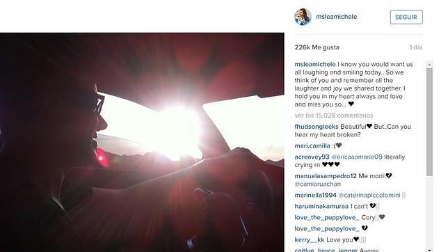 Lea Michele dedica una fotografía a Cory Monteith en sus redes sociales