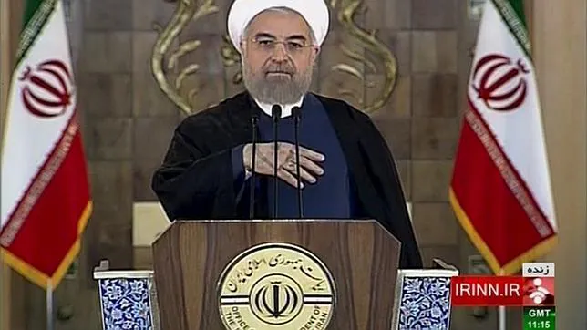 Rohani pronuncia su discurso ante las cámaras de la televisión iraní