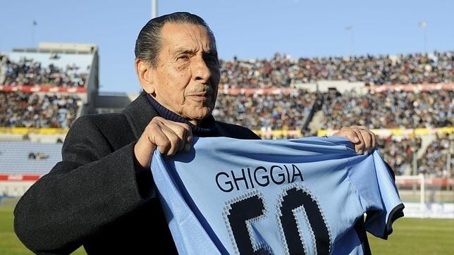 Ghiggia, durante un homenaje en Uruguay