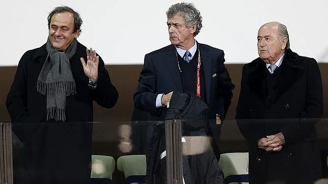 Platini, Villar y Blatter
