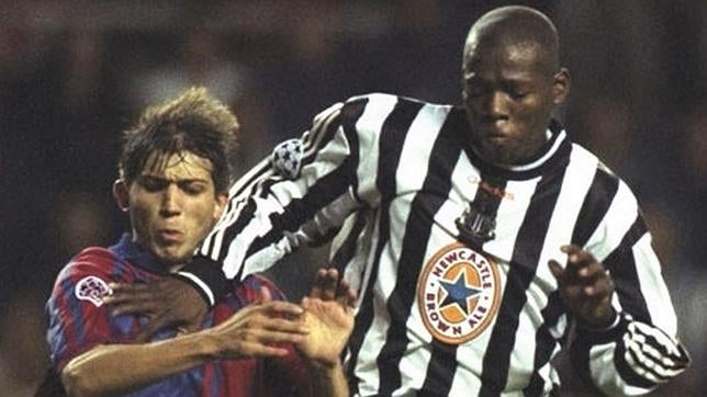 Asprilla, durante un encuentro con el Newcastle