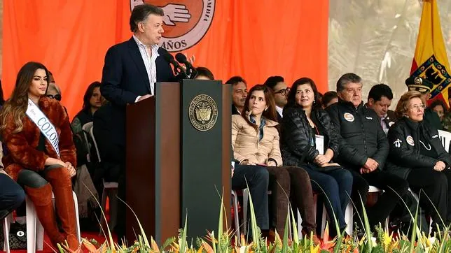 El presidente de Colombia, Juan Manuel Santos, en un discurso sobre la paz de su país