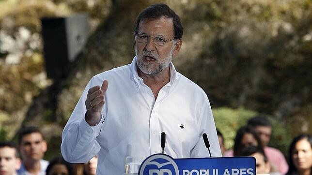 Mariano Rajoy en un acto del Partido Popular en Sotomayor (Pontevedra)
