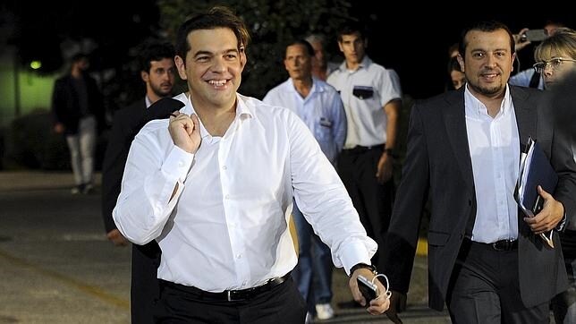 Alexis Tsipras a su llegada al debate televisado