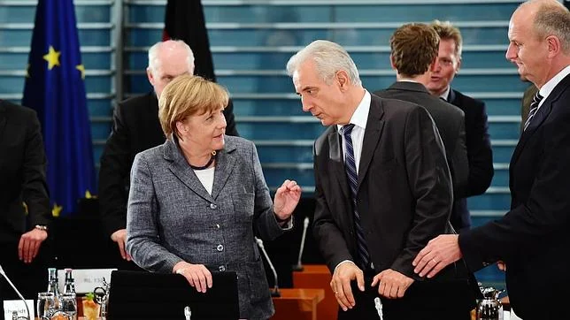 La canciller, durante el encuentro de hoy en Berlín con su gobierno y los líderes regionales alemanes