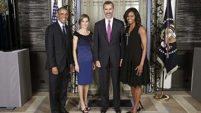 Don Felipe y Doña Letizia junto al presidente de EEUU, Barack Obama, y su esposa, Michelle Obama, en septiembre de 2014