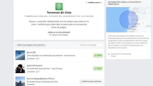 La notificación que envía Facebook informando sobre el estado de tus contactos que se encuentran en Chile