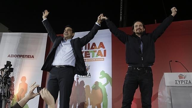 Pablo Iglesias cierra la campaña de Tsipras en el centro de Atenas