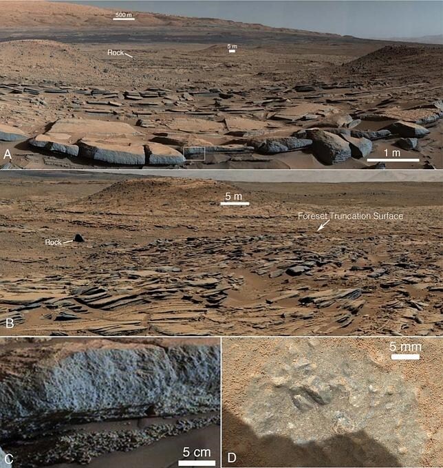 Desde dentro del cráter Gale, el rover Curiosity ha podido medir el tamaño de distintas cuencas lacustres y analizar in situ los sedimentos