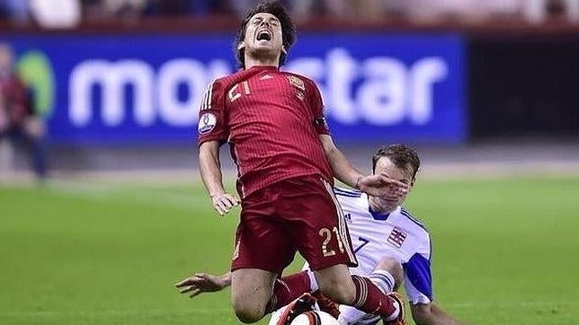 Silva, en el momento de caer lesionado