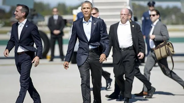 Barack Obama, a su llegada a Los Ángeles el pasado sábado