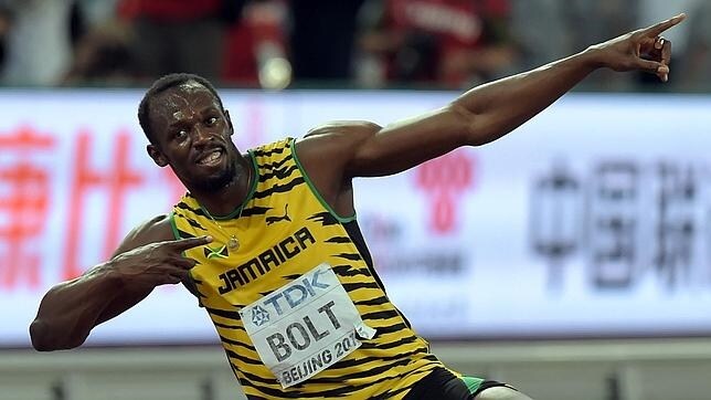 Usain Bolt tras ganar los 200 metros en el reciente Mundial de Pekín