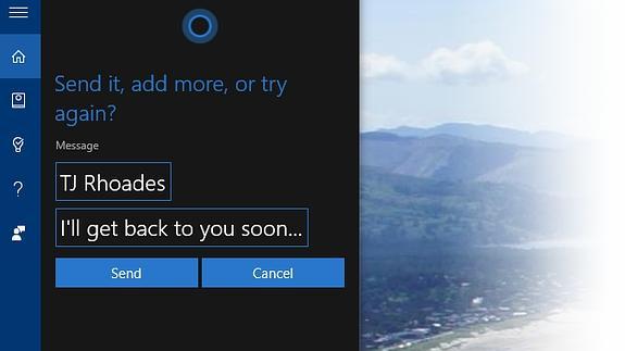 El asistente virtual de Windows 10 permitirá enviar SMS desde el ordenador