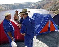 Acampada de protesta de los ex mineros de Boliden a 180 metros de profundidad