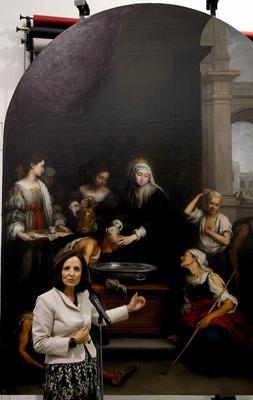 El lienzo de Murillo «Santa Isabel de Hungría» recupera su esplendor tras 16 meses de restauración