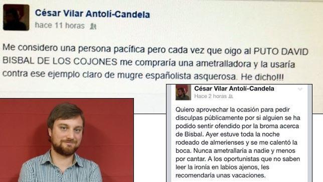 Un concejal de IU «ametrallaría» a David Bisbal por ser «mugre españolista»