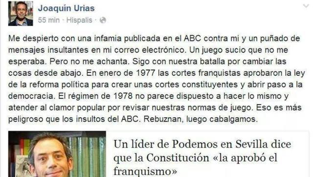 El líder de Podemos en Sevilla insiste y ahora habla del «régimen de 1978»