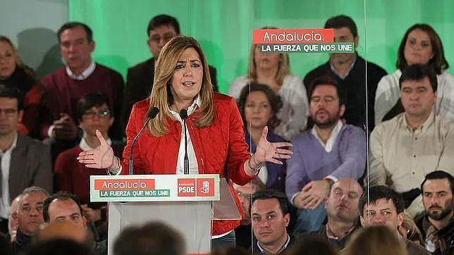 Susana Díaz, durante el acto con candidatos del PSOE a las municipales