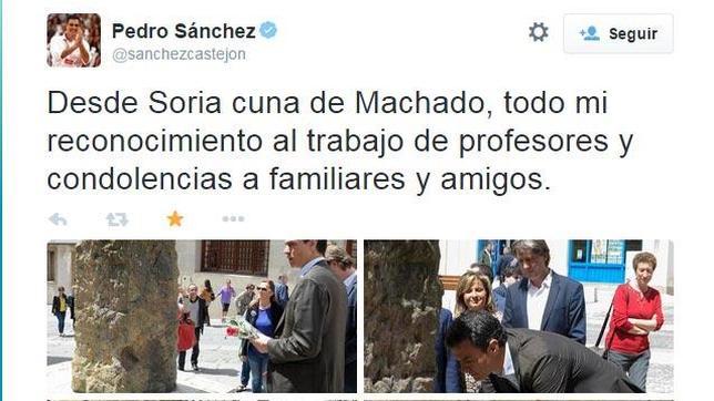 Pedro Sánchez: «Desde la cuna de Antonio Machado, en Soria»