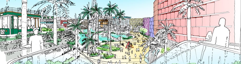 Boceto del centro comercial proyectado por Intu en Torremolinos