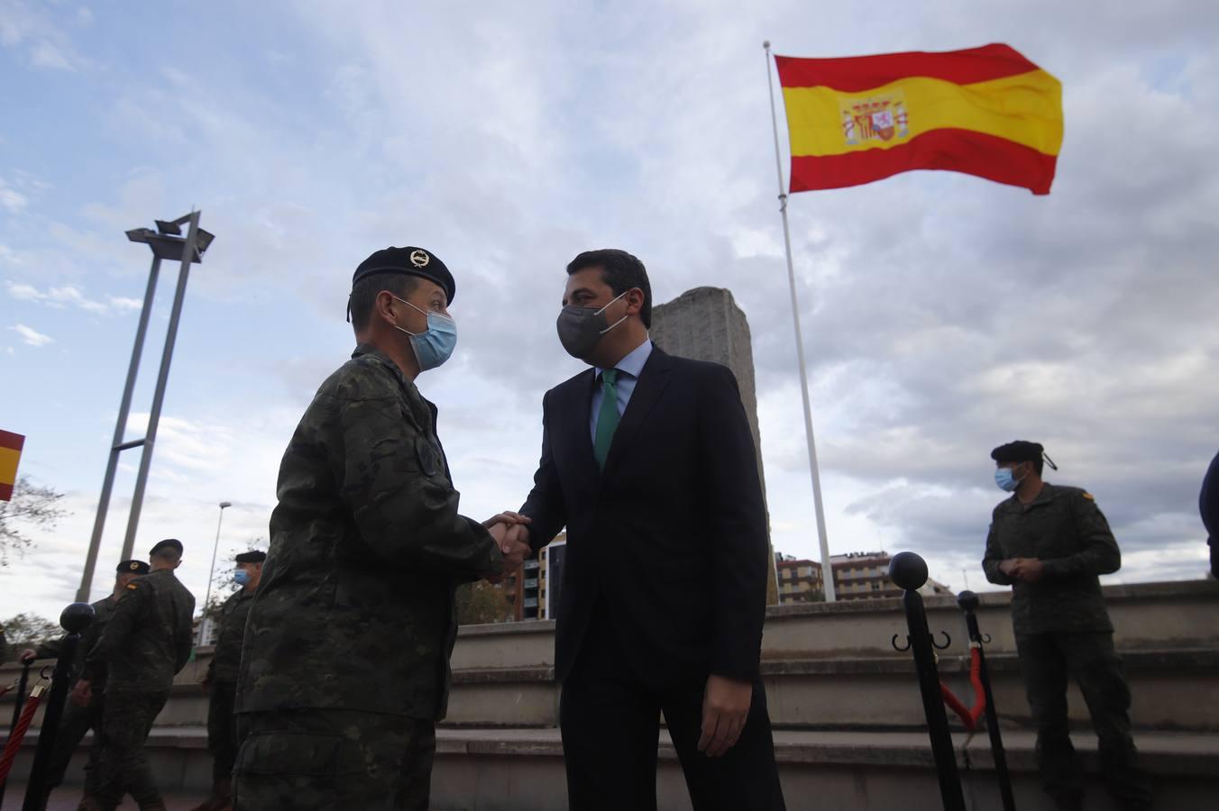 La Bri X &#039;Guzmán El Bueno&#039; iza la bandera de España en el Pretorio de Córdoba como prólogo a la jura del sábado