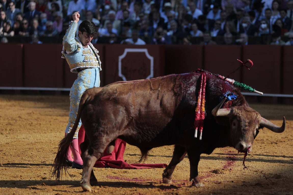 Corrida del sábado de farolillos de 2022 en la plaza de toros de Sevilla. RAÚL DOBLADO