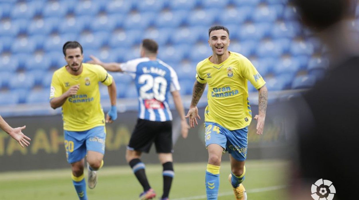 Rober, durante el encuentro entre la UD Las Palmas y el Espanyol