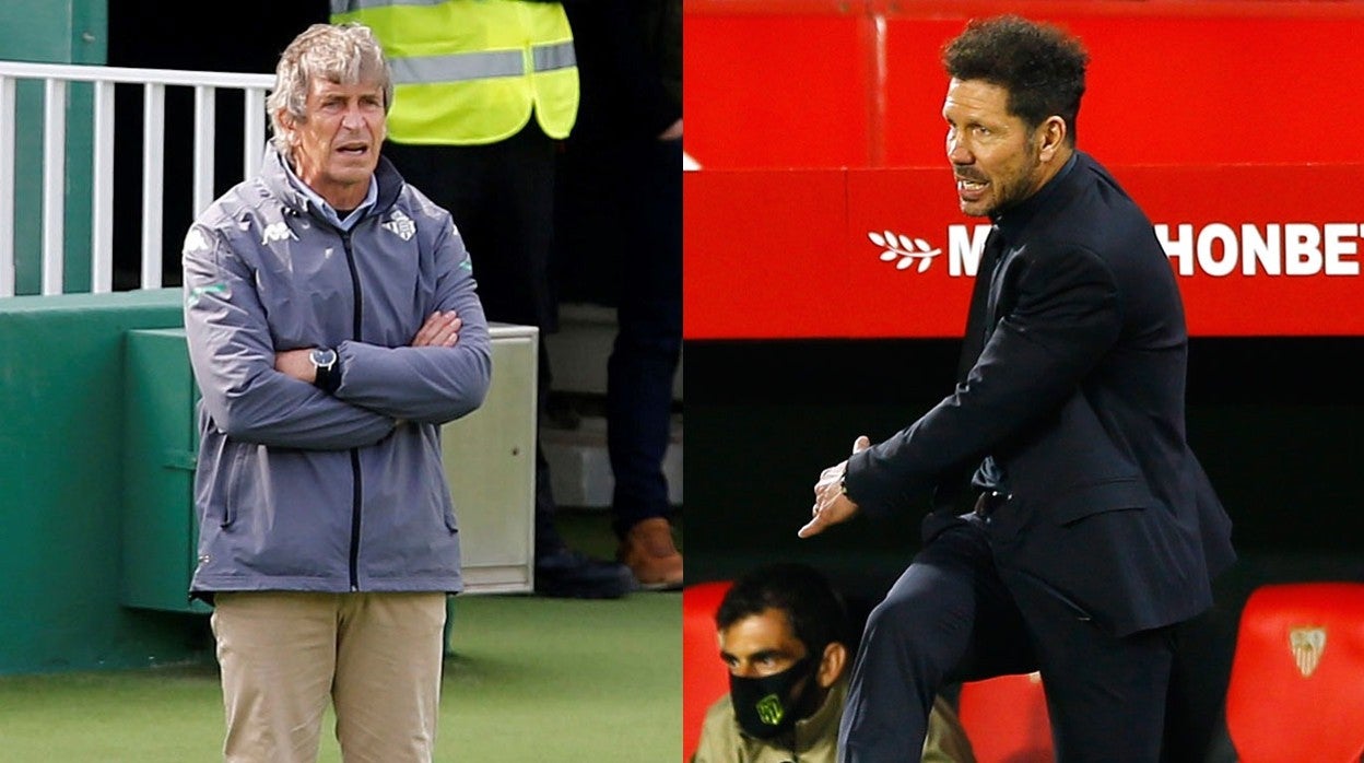 Manuel Pellegrini y Diego Pablo Simeone en los últimos partidos del Betis y el Atlético, respectivamente