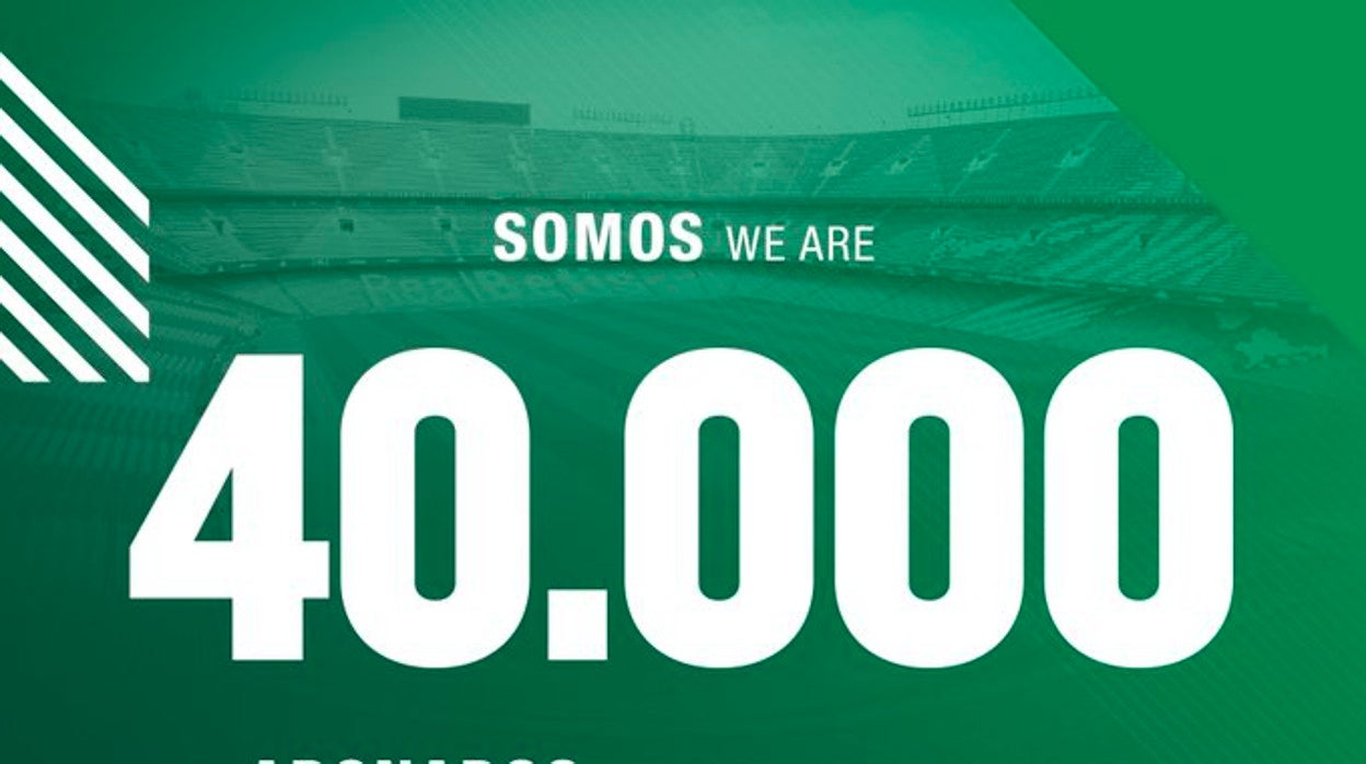 El Real Betis ha anunciado que ha alcanzado la cifra de 40.000 abonados
