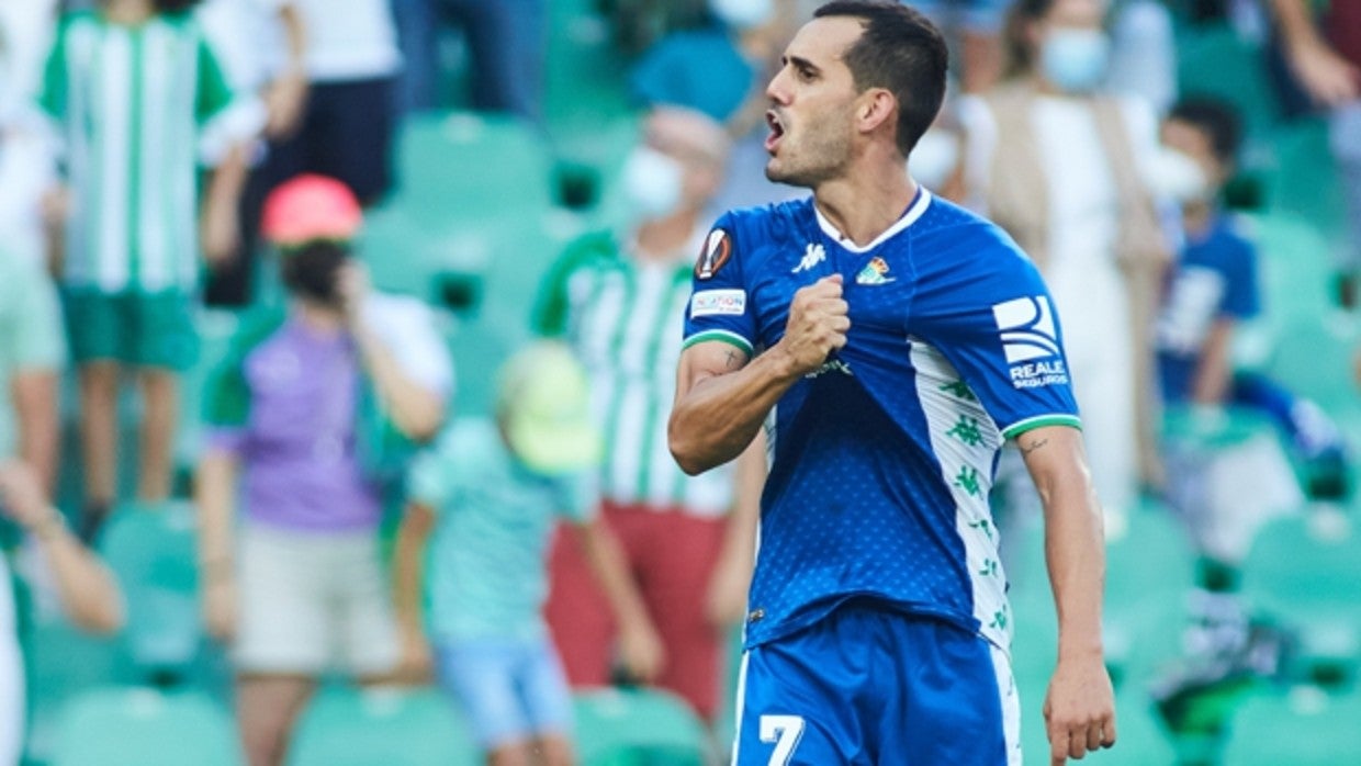 Juanmi celebra el 4-2 del Betis ante el Celtic