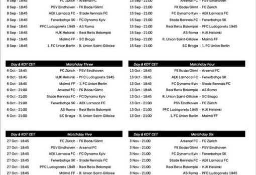 ESTE ES EL CALENDARIO COMPLETO DEL Real Betis EN LA UEFA Europa LEAGUE