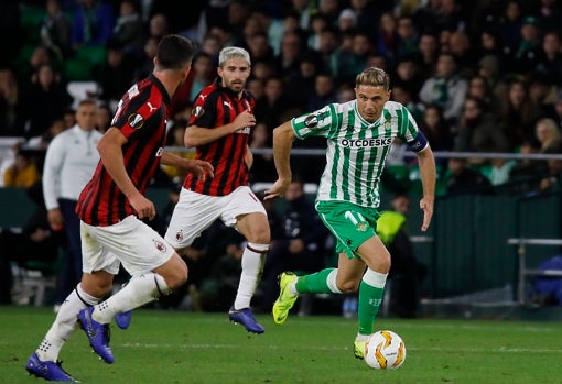 Joaquín, en el Betis-Milan de la Europa League 18-19