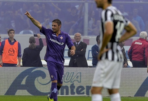 Joaquín, en un Fiorentina-Juventus de la temporada 13-14