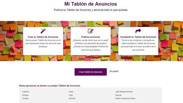 Captura de pantalla de la web comercial